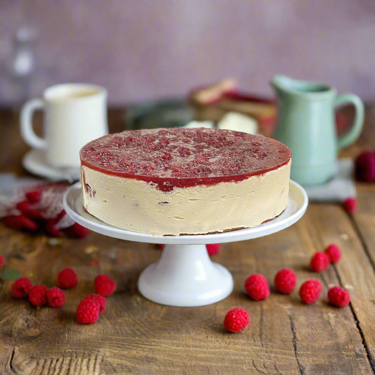 Raspberry & White Chocolate Mousse Cake