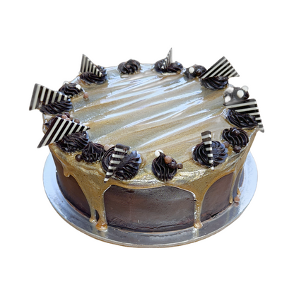 Caramel and Chocolate Swirl Mud Cake