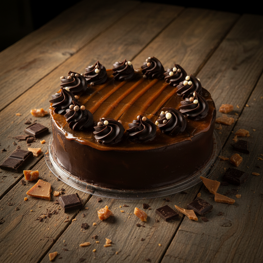 Caramel and Chocolate Swirl Mud Cake